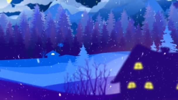 Christmas Celebration Nature Vector Features Camera Panning Out Vector Houses — Stock Video