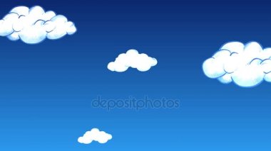 Bağlı aracılığıyla karikatür Clouds 4 Loop bir gökyüzü bulutlar ile dolu şekil k yukarı aşağı yukarı doğru uçan bir döngü ve vektör hissi veren olursun