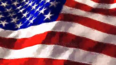 Amerikan bayrağı izlenimci Resim 4k döngü empresyonist Yağlıboya Resim tarzında bir döngü içinde sallayarak bir Amerikan bayrağı özellikleri