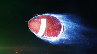 Alevler 4 k döngü şekil içinde uçan bir döngüde döner gibi bundan kaynaklanan mavi parçacık alevler ile ortamı gibi bir uzayda uçan bir futbol futbol