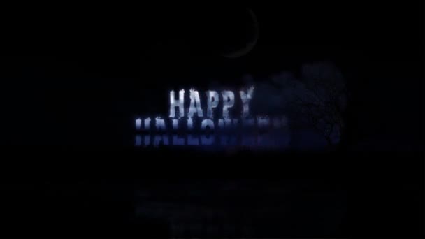 Happy Halloween Fireball Loop Presenta Una Palla Fuoco Arrivo Sinistra — Video Stock