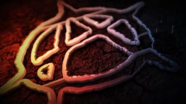 Anarşi Sparks Rock 4k döngü özellikleri kaybolur bir döngüde siyah uçan kendisi bir taş duvar çizim bir anarşi sembolü kıvılcım