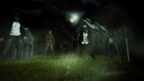 Starý Dům Pole Zombie Smyčka Obsahuje Pole Zombie Před Staré — Stock video