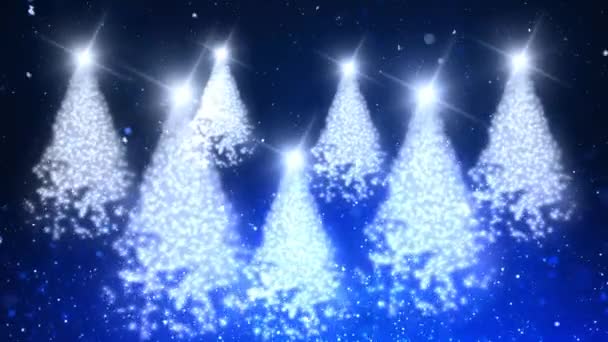 Christmas Tree Sparkle Blue Forest Loop Beschikt Meerdere Deeltjes Kerstbomen — Stockvideo