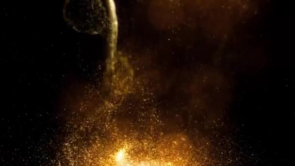 Золото Блеск Взрыв Фона Петля Имеет Золотой Блеск Частиц Движущихся — стоковое видео