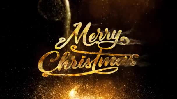 Gold Glitter Merry Christmas Loop Features Golden Glitter Particles Moving — 图库视频影像
