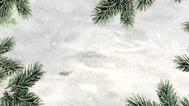 Neve Soprada Feliz Natal Revele Com Pinheiros Apresenta Alguns Neve — Vídeo de Stock