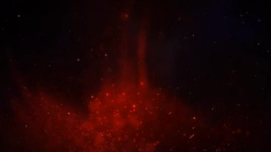 Kırmızı Duman ve Dallar Mavi Uzay 4K döngüsü kırmızı duman ve parçacıkların koyu bir atmosfere yükselen dalları ve pürüzsüz bir döngü içinde mavi ve mor parçacıkların ipuçlarına sahiptir..
