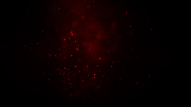 Red Particles Smoke Rising Black Atmosphere Loop Features Red Smoke — Stock Video