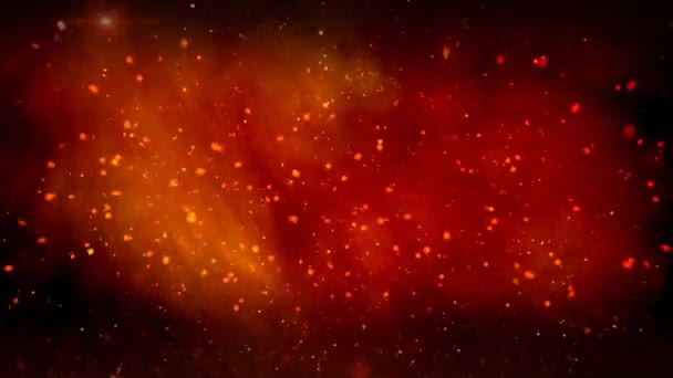 Célébration émeute en rouge et orange 4K Loop dispose de particules et de fumée explosant de l'écran dans les célébrations dans une boucle transparente 