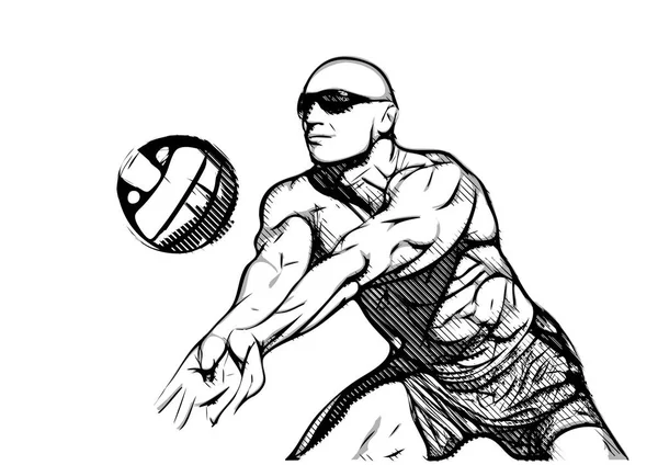 Beach volleyball player in action 1 — Stock Vector