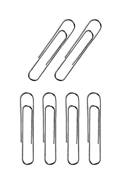Six silver paper clip — Stock Photo, Image