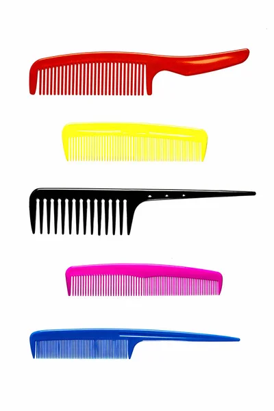 Five plastic hair combs — Stock Photo, Image