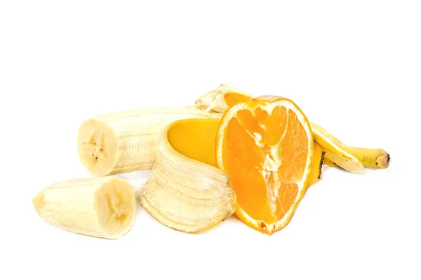 Banana and slice of orange — Stock Photo, Image