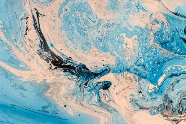 Textura azul marmorização. Fundo criativo com ondas pintadas a óleo abstratas, superfície artesanal. Tinta líquida . — Fotografia de Stock