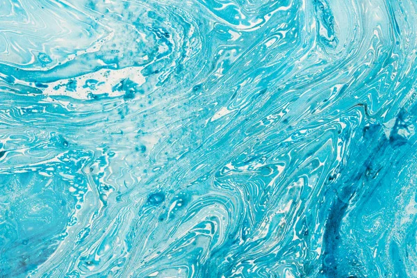 Borrão marmorização textura azul. Fundo criativo com abstrato óleo pintado ondas superfície artesanal. Tinta líquida . — Fotografia de Stock