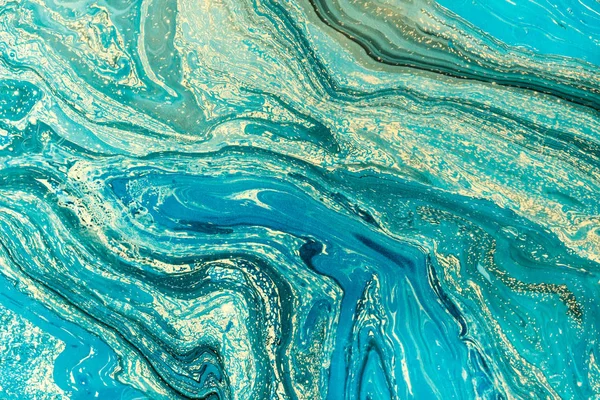 Синяя мраморная текстура. Креативный фон с нарисованными маслом сухарями ручной работы. Жидкая краска . — стоковое фото