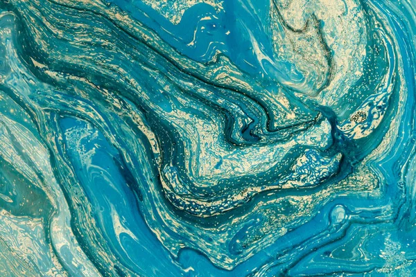 Abstrakte kreative Hintergrund mit blauem Marmor Öl bemalte Oberfläche. — Stockfoto