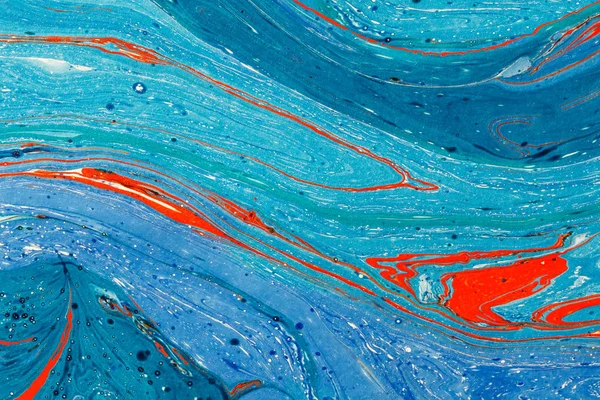 Творческий Абстрактный Фон Синих Тонах Красными Линиями Пятнами Современное Искусство — стоковое фото