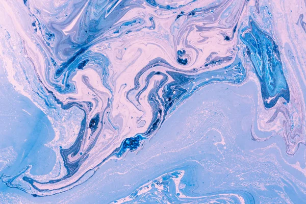 Blauw Violet Marmerende Textuur Creatieve Achtergrond Met Abstracte Olieverf Golven Rechtenvrije Stockafbeeldingen