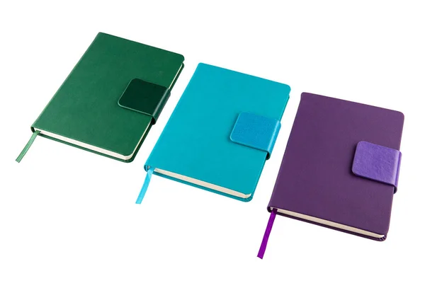 Multicolored Leather Notebooks Magnetic Wide Fasteners — Stock fotografie