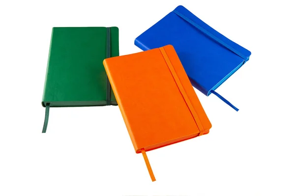 Three Notebooks Rubber White Background — Stock Photo, Image