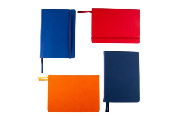 Two Blue Notebooks Red Orange Notebooks White Background Royalty Free Stock Images