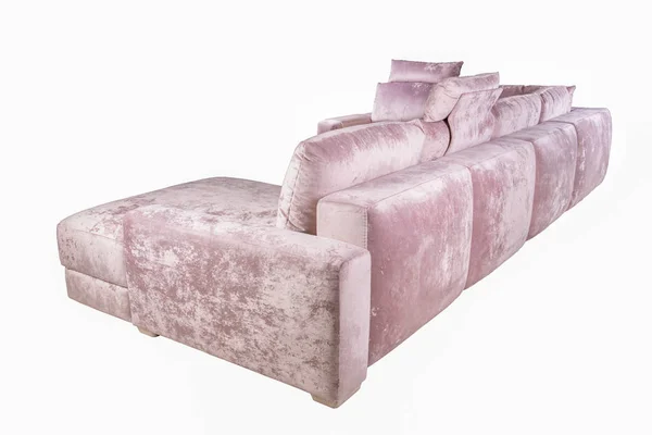 Pink Velvet Sofa Cushions Side Rear View — Stock Photo, Image