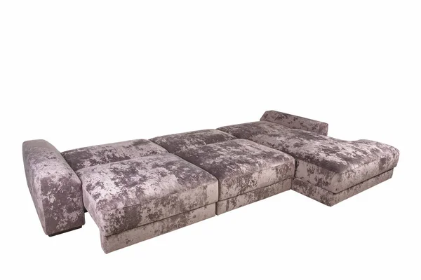 Sofa Ontbonden Tot Een Slaapplaats Bruin Met Scheidingsfluweel — Stockfoto