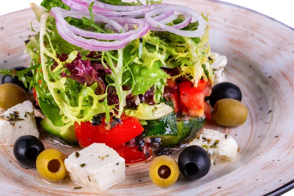 Griechischer Salat Mit Käse Und Gemüse — Stockfoto