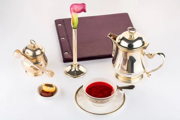 Teaszertartás Teával Sütikkel — Stock Fotó