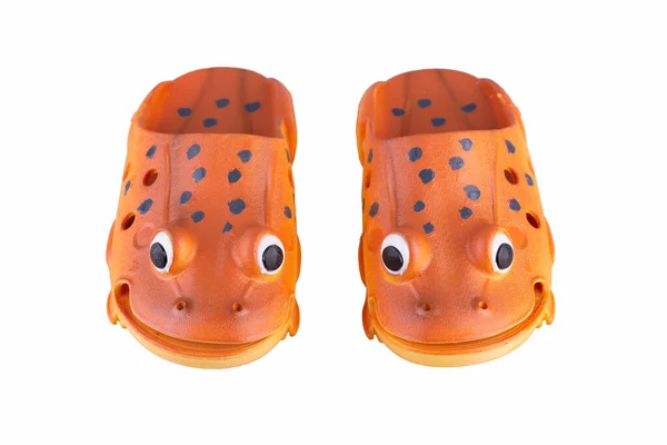 Ranas Naranja Zapatos Goma Para Niños — Foto de Stock