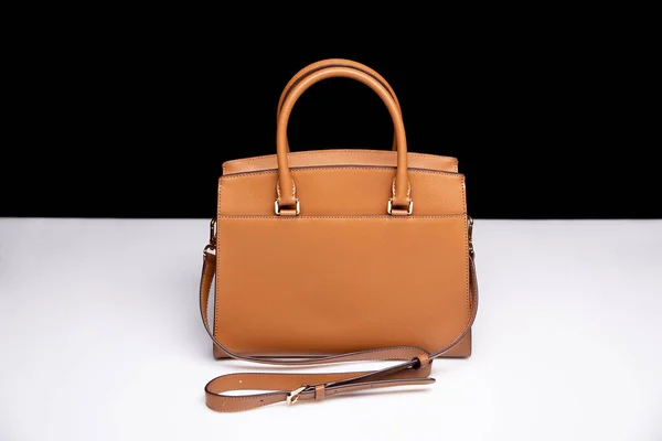 Moscow Russia 2019 Brown Bag Dkny Solid Shape Handles Rear — Stock Photo, Image