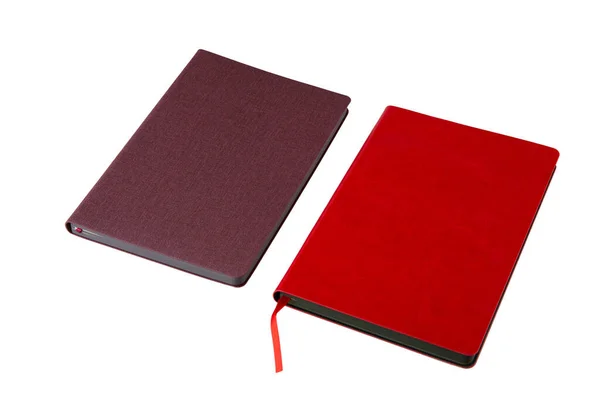 Notebooks Recording Red Leather Bord Textured — Stock Photo, Image