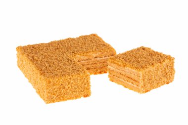 Napolyon pastasını beyaz arkaplanda kes