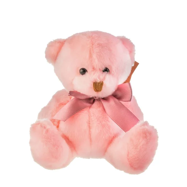 Toy Light Pink Bear Teddy Atlas Bath White Background — Stock Photo, Image