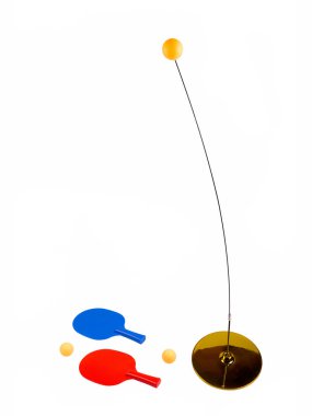 Moskova, Rusya - 02 / 12 / 2020: Ping pong oynamak için raketler, küçük bir masada elle oynamak için raketler