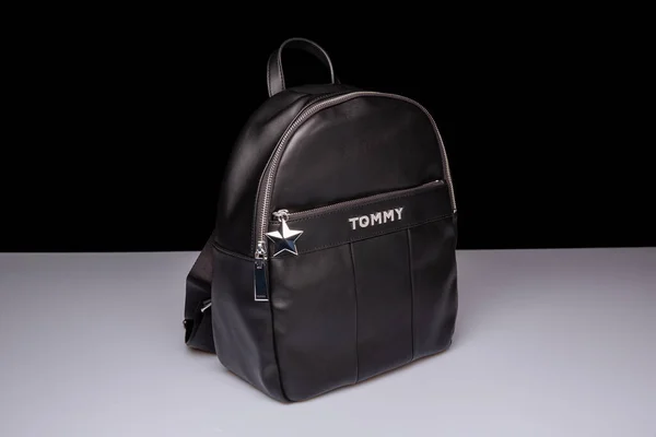 Moscou Rússia 2020 Mochila Tommy Hilfiger Eco Skin Móveis Azul — Fotografia de Stock