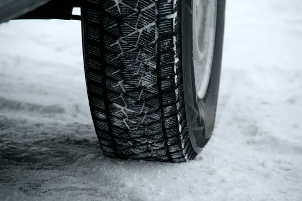 Tread Area Winter Tire Packed Snow Close — Stock Photo, Image