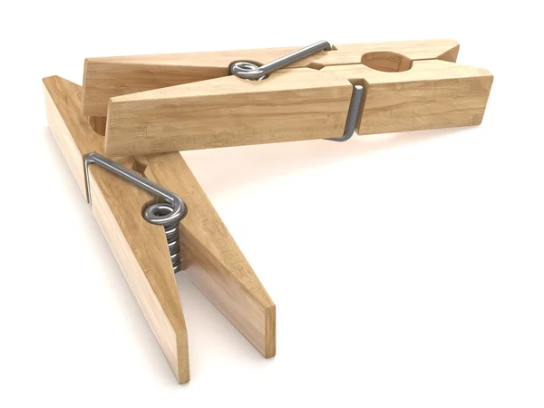 Két fa clothespins. 3D — Stock Fotó