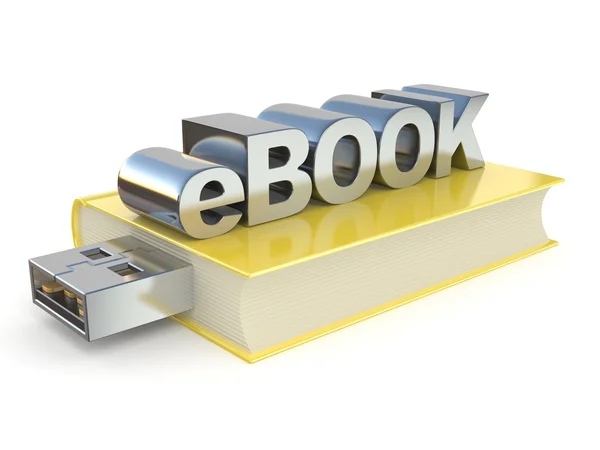 EBook with USB plug. 3D — Stock Photo, Image