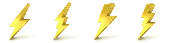 Lightning symbols, 3D golden signs — Stock Photo, Image