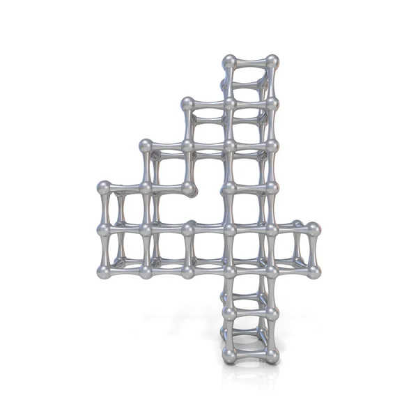 Metal lattice digit number FOUR 4 3D — Stock Photo, Image