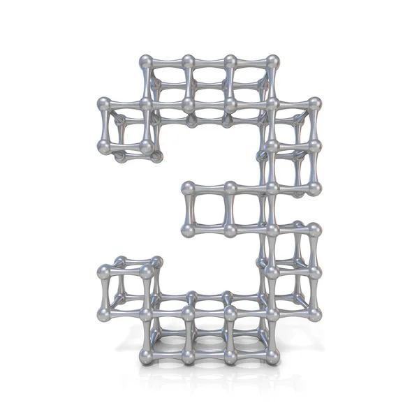Metal lattice digit number THREE 3 3D — Stock Photo, Image