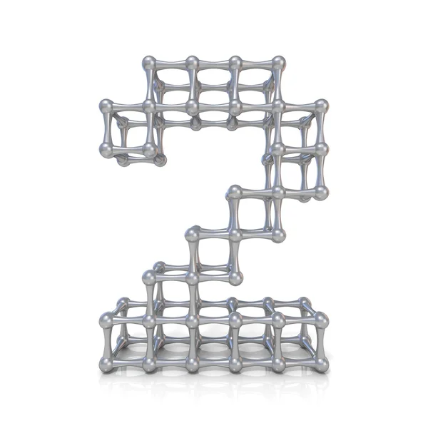 Metal lattice digit number TWO 2 3D — Stock Photo, Image