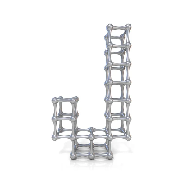 Metal lattice font letter J 3D — Stock Photo, Image