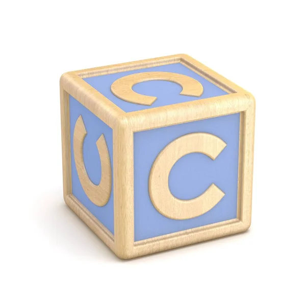 Буква C деревянный алфавит блоки шрифт вращается. 3D — стоковое фото
