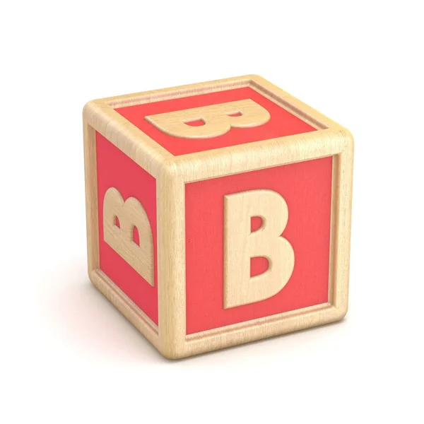 Letter B wooden alphabet blocks font rotated. 3D — Stock Photo, Image