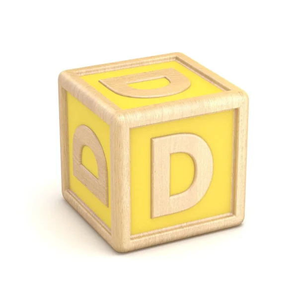 Letter D houten alfabet blokken lettertype gedraaid. 3D — Stockfoto