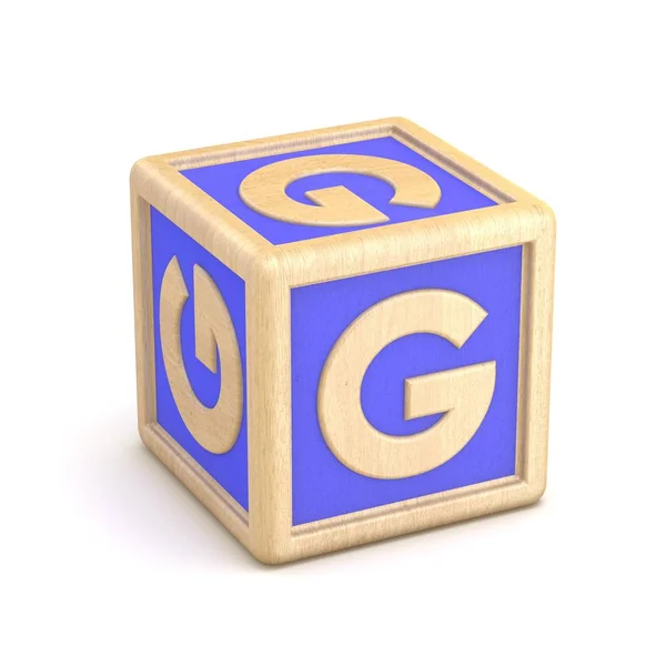 Carta G alfabeto de madeira blocos fonte girada. 3D — Fotografia de Stock